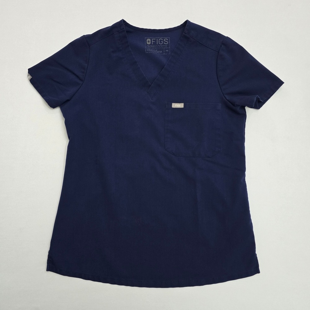 FIGS Women XS Navy Blue Catrina One-Pocket Scrub Top V-Neck FW1000 Technical